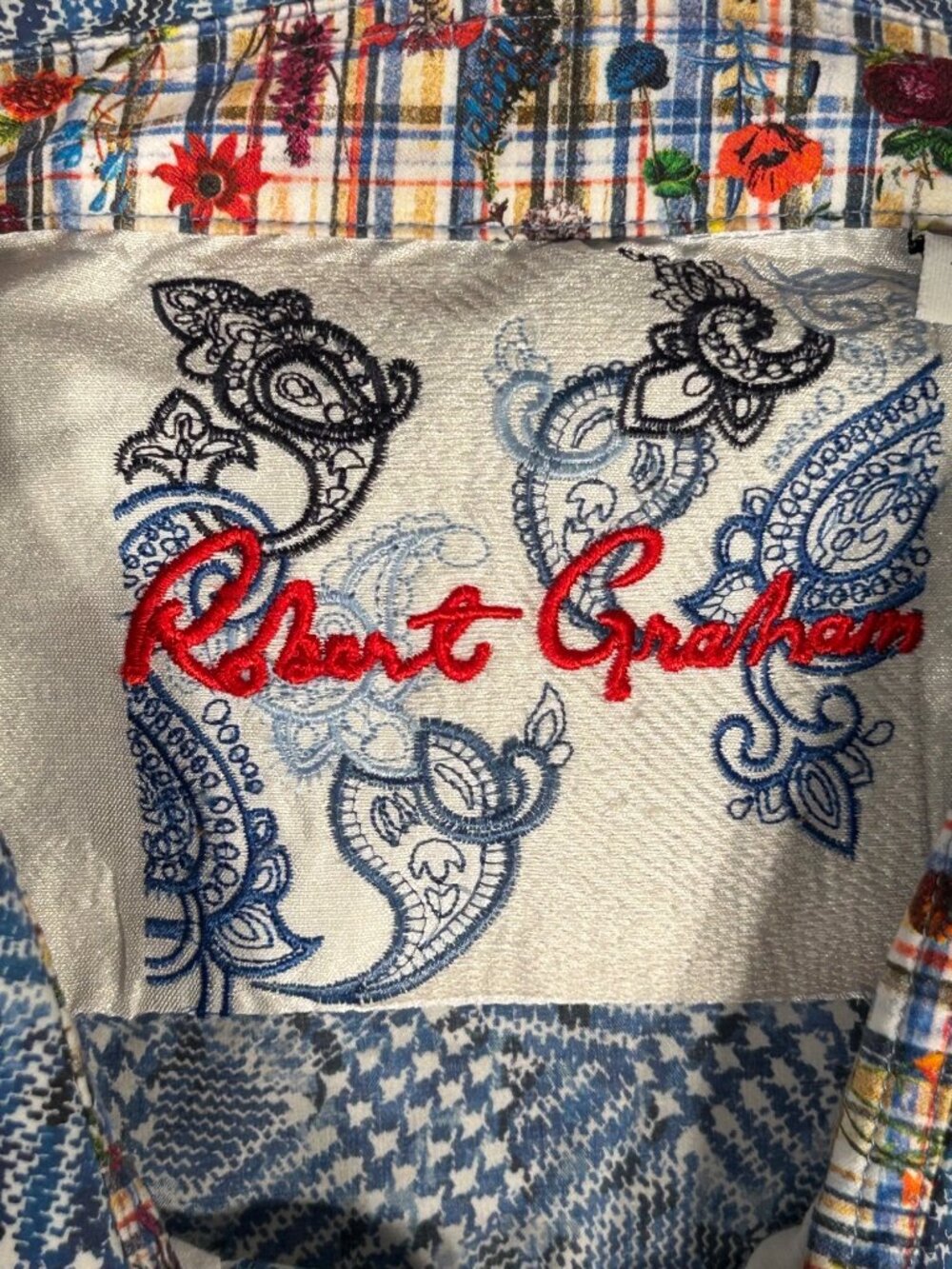 Robert Graham Byzantine Shirt Men's 2XL Blue Abstract Long Sleeve Flip Cuff - Picture 3 of 12